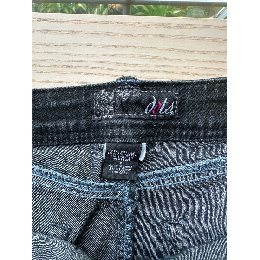 Dots vintage Womens Black Denim Y2K Shorts Size 9 Stretch Mini Grunge Micro Edgy - Picture 3 of 4